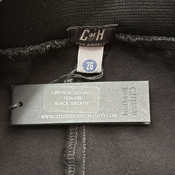 NWT Citizens of Humanity Greyson Mid Rise Black Suedette Leggings Size 26 - Picture 7 of 9